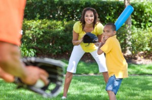 African American Family Playing Baseball